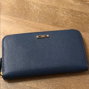 Fendi zip around wallet in blue